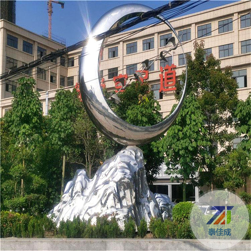 大型不銹鋼雕塑定制戶外城市廣場校園抽象金屬售樓部圓環景觀擺件